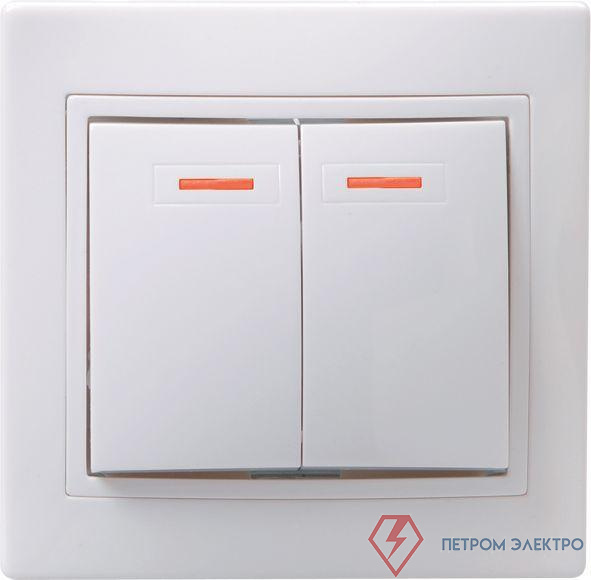 Выключатель 2-кл. СП Кварта 10А IP20 ВС10-2-1-КБ с индикацией бел. GENERICA EVK21-K01-10-DM