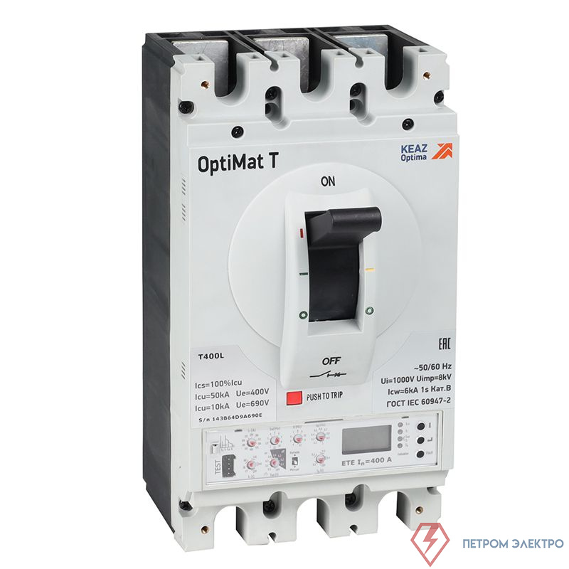 Выключатель автоматический 3п 400А OptiMat T400L ETE КЭАЗ 355926