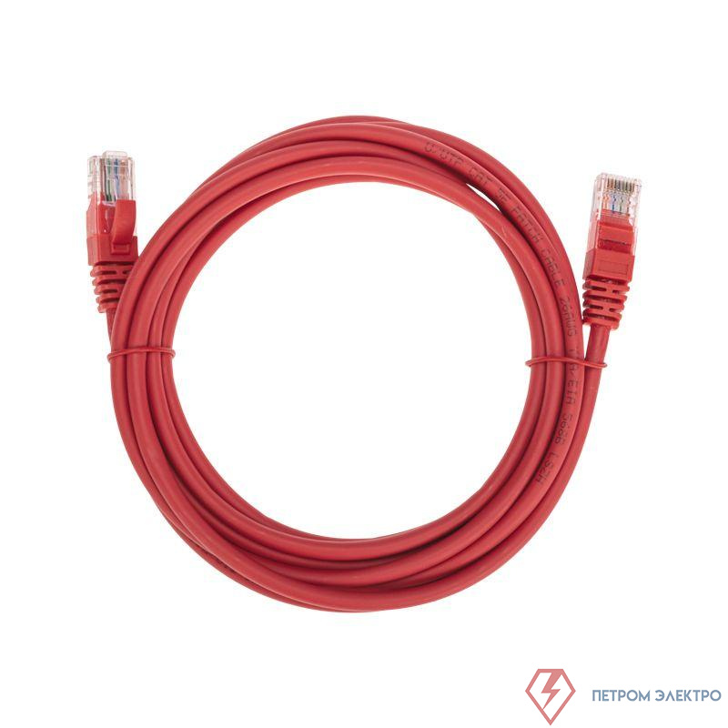 Патч-корд U/UTP CAT 5e RJ45-RJ45 26AWG LSZH красн. 3м Rexant 02-0103-3