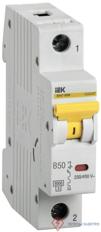 Выключатель автоматический модульный 1п B 50А 6кА ВА47-60M KARAT IEK MVA31-1-050-B