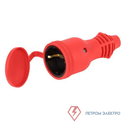 Розетка RX11-R-IP44 прямая с заземл. каучук красн. ЭРА Б0069326