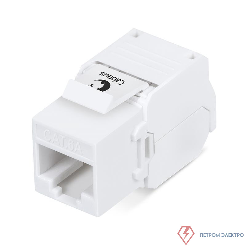 Вставка Keystone Jack RJ45 (8P8C) кат.6A KJ-RJ45-Cat.6A-180-Toolless 180град. без инструмента Toolless бел. Cabeus 7964c