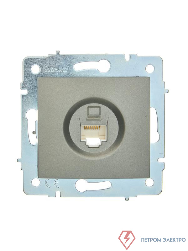 Розетка компьютерная 1-м СП ASTI IP20 RJ45 механизм Cat 5e платина. LEZARD 7081-3588-139