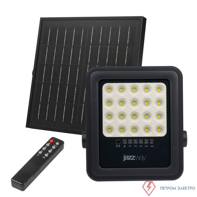 Прожектор светодиодный PFL SOLAR 02 50 6500К GR IP65 ДО с солнечн. панелью и пультом JazzWay 5058460