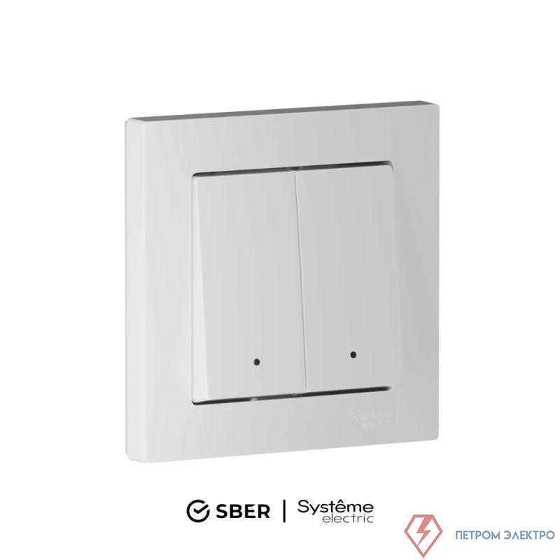 Выключатель 2-кл. AtlasDesign Smart 10А (сх. 5) L+N с подсветкой Zigbee механизм бел. SE ATN000153Z