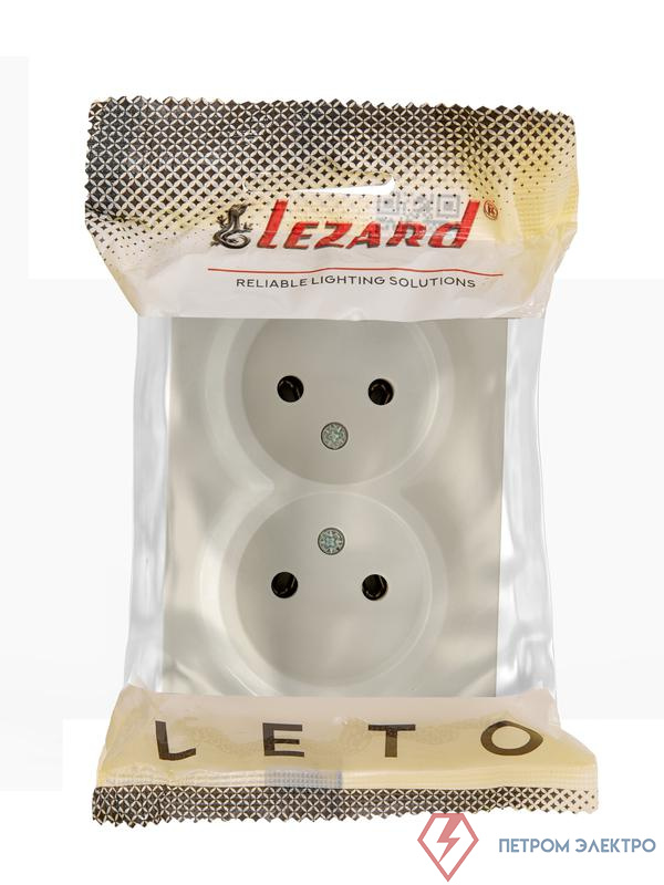 Розетка 2-м ОП LETO без заземл. закрытый корпус ПБТ крем LEZARD 752-0300-128B