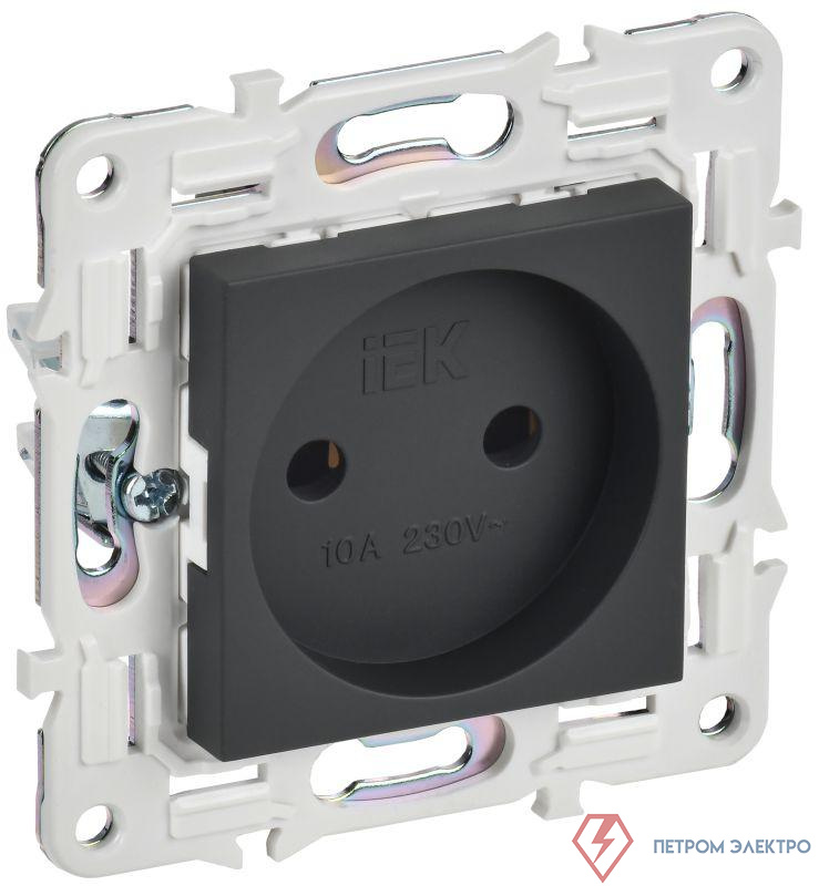 Розетка SKANDY 10А без заземл. без защ. шторок SK-R02G графит IEK SK-R10-10-K53