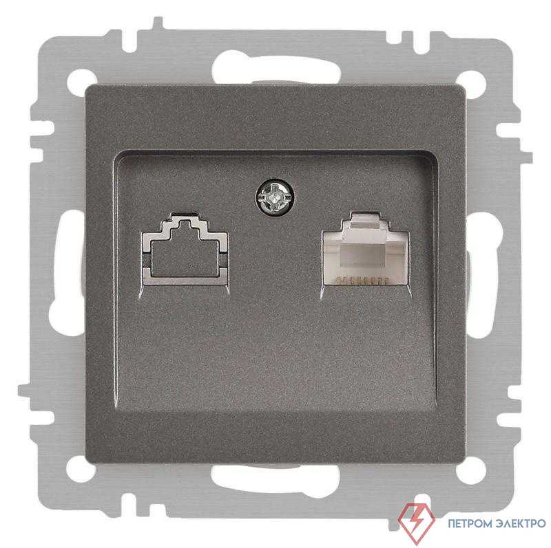 Розетка Accent 6-303-09 информационная RJ45 IP20 СУ титан Intro Б0063642