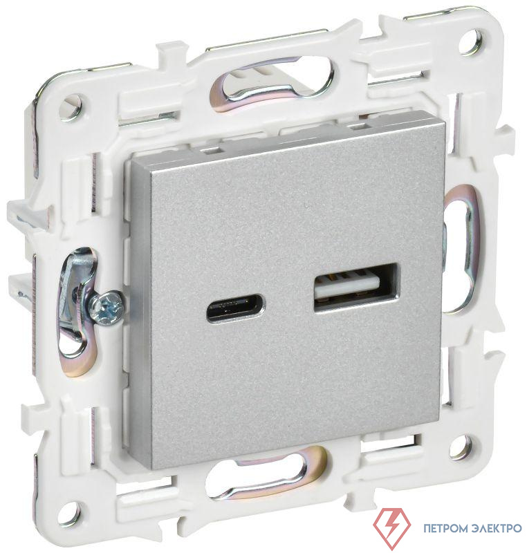 Розетка USB A+C 18Вт SKANDY SK-R13S серебр. IEK SK-U22-018-K23