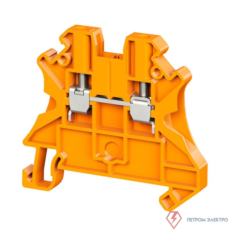 Клемма проходная винтовой зажим 2 точки подключения 2.5кв.мм оранж. DKC TUR-2.5R-OR