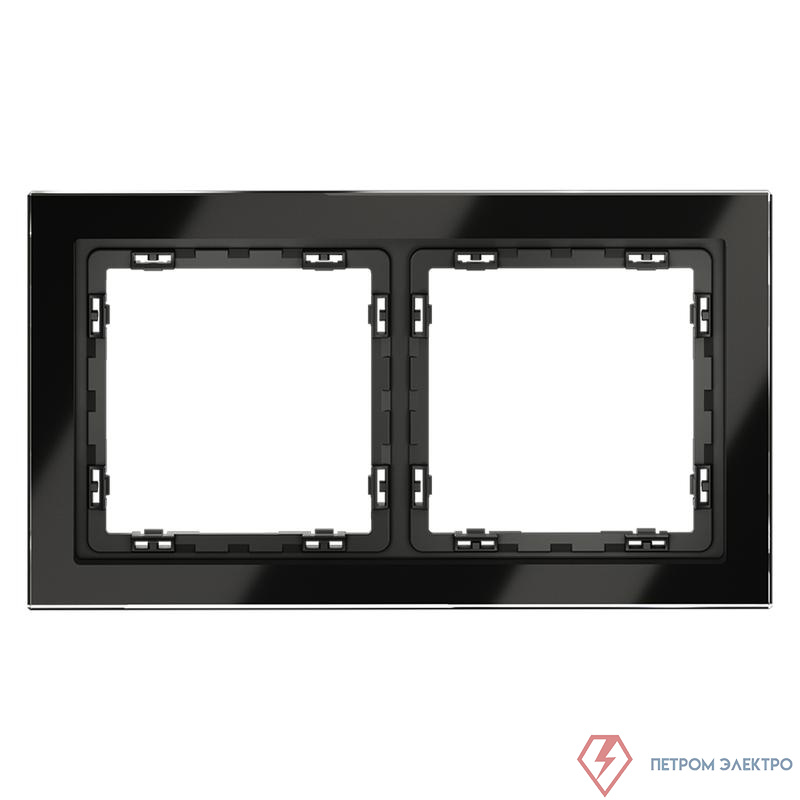 Рамка 2-м S70 стеклян. черн. Voltum VLS110208