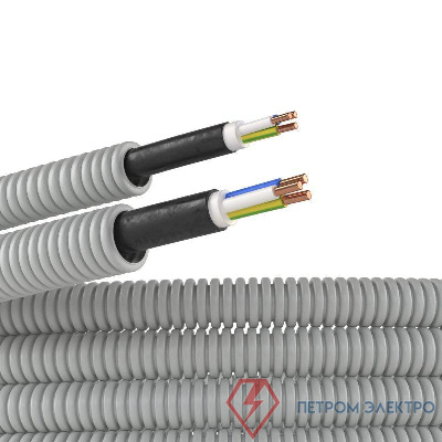 Труба гофрированная ПВХ гибкая d16мм с кабелем ВВГнг(А)-LS 3х1.5 РЭК ГОСТ+ сер. (уп.25м) DKC 9L91625