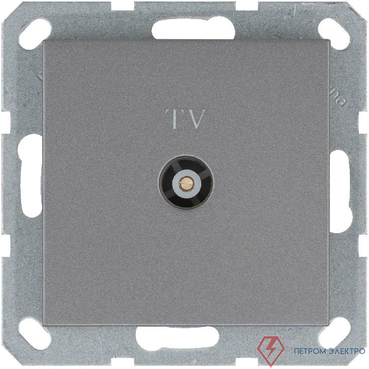 Розетка телевизионная проходная TV Ф9.5мм механизм алюм. Jasmart G6002S
