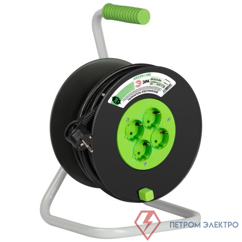 Удлинитель на пластик. катушке 4х20м с заземл. KAT-3x1.5-20m Greenline ПВС 3х1.5 Эра Б0065135