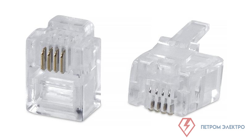 Коннектор телефонный неэкранир. RJ-11/RJ-12 6P4C Cabeus 7012c