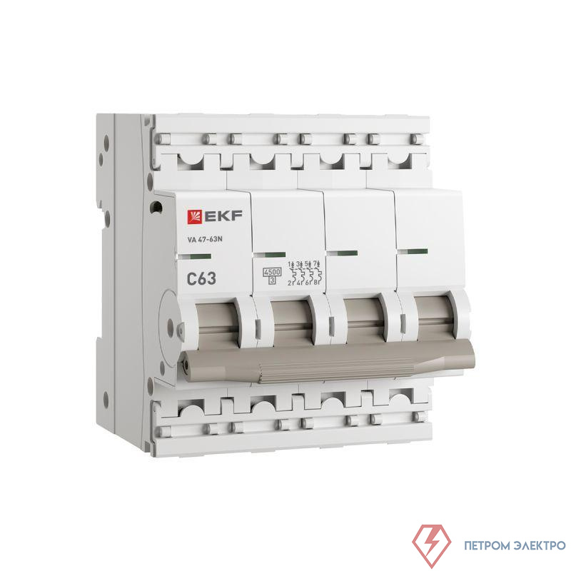 Выключатель автоматический модульный 4п C 63А 4.5кА ВА 47-63N PROxima EKF M634463C