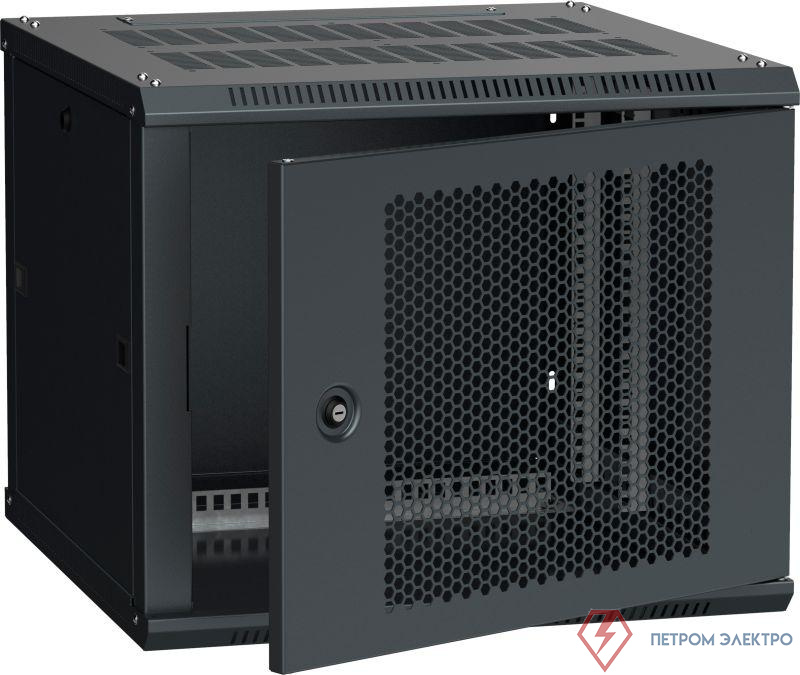 Шкаф LINEA W 9U 600х600мм перфорированная дверь RAL9005 ITK LWR5-09U66-PF