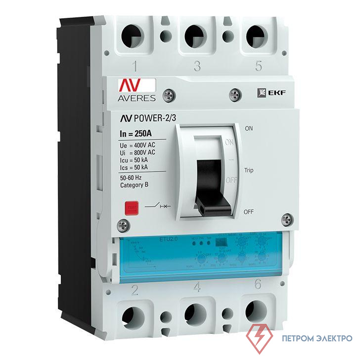 Выключатель автоматический 4п 250А 50кА AV POWER-2/4 ETU2.0 AVERES EKF mccb-24-250-2.0-av