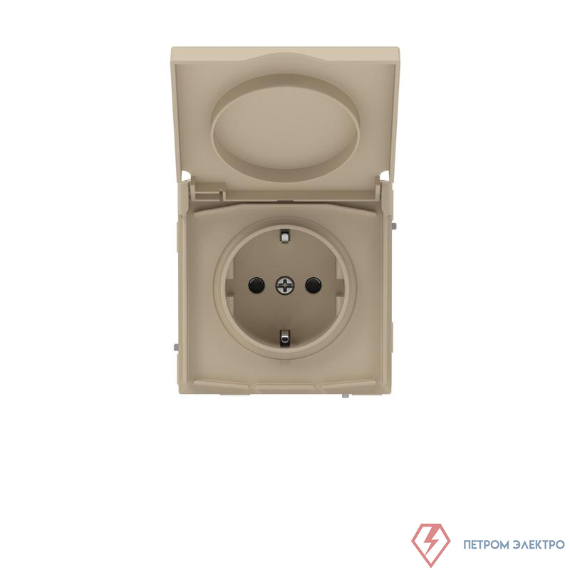 Розетка силовая KANT IP44 2P+E защ. шторки с крышкой ванильн. марципан DKC 7015013