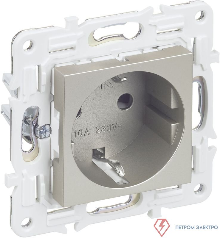 Розетка SKANDY 16А с заземл. защ. шторки SK-R04Sh шампань IEK SK-R14-16-K37