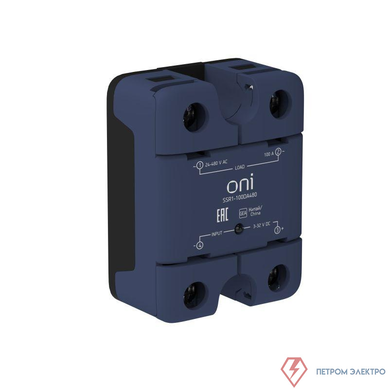 Реле твердотельное SSR1 100А 3-32В DC 24-480В AC ONI SSR1-100DA480