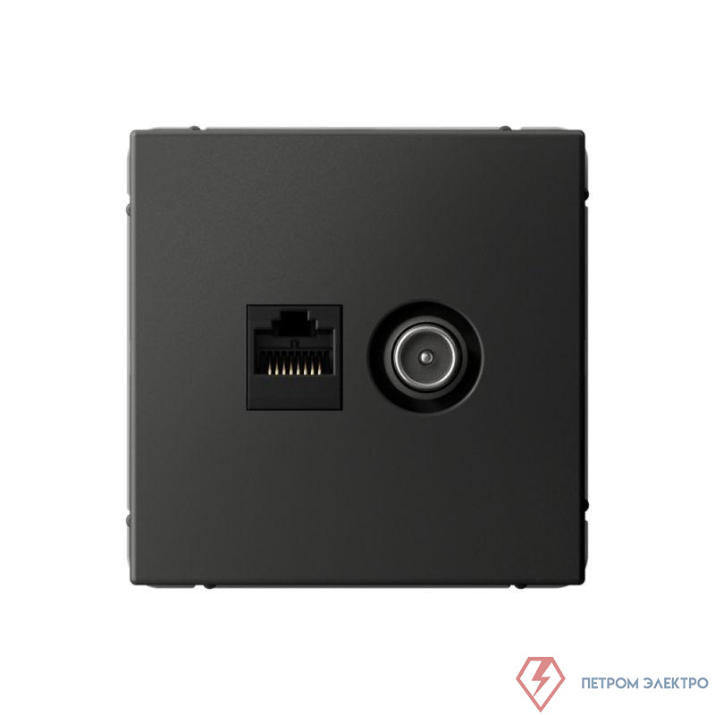 Розетка компьютерная + телевизионная 2-м СП ArtGallery RJ45 кат.5E + TV механизм базальт SE GAL001489