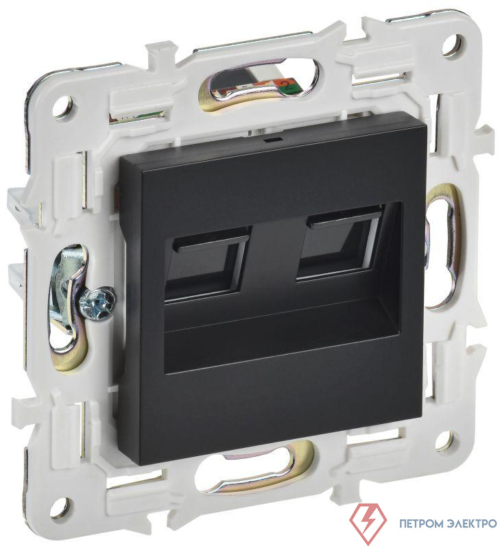 Розетка компьютерная двойная RJ45 кат.6 SKANDY SK-K04Bl черн. IEK SK-K20-2-K02