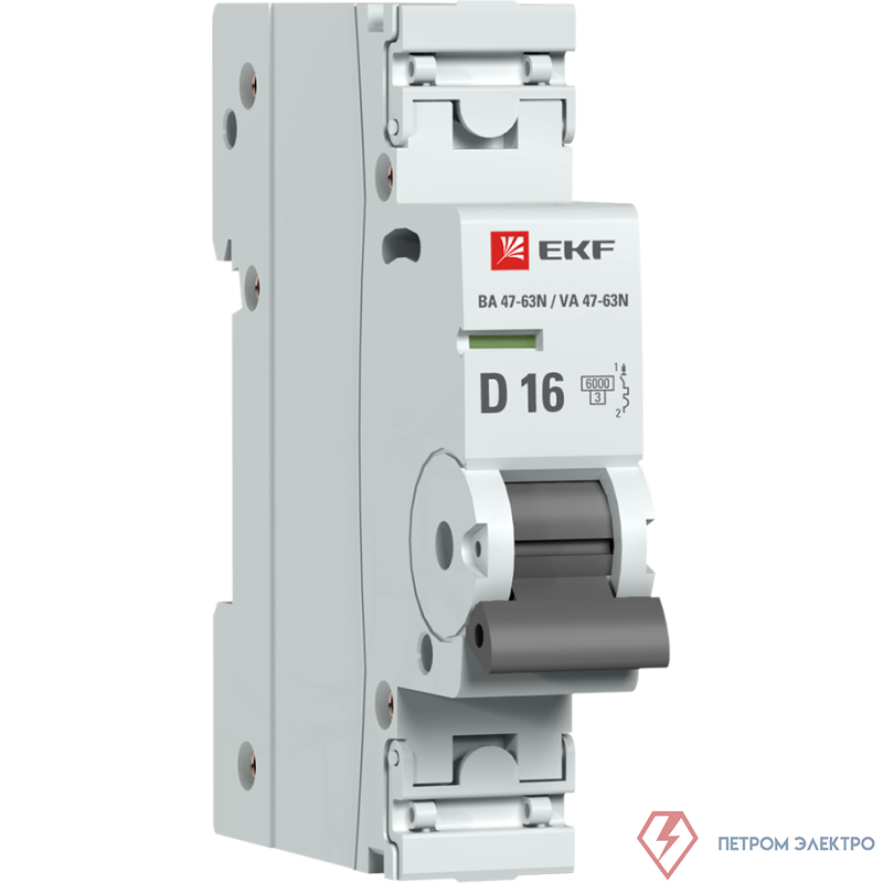 Выключатель автоматический модульный 1п D 16А 6кА ВА 47-63N PROxima EKF M636116D