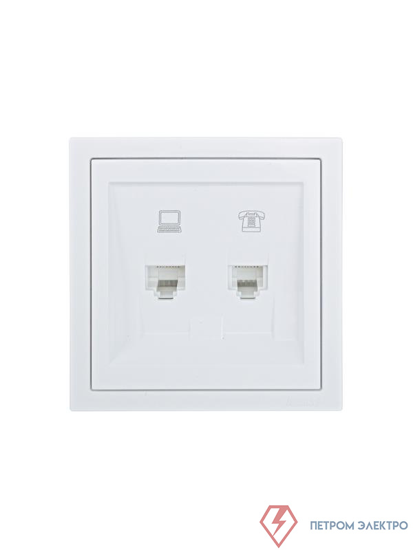 Розетка компьютерная + телефонная СП ZIMA IP20 механизм бел. LEZARD 704-0288-143