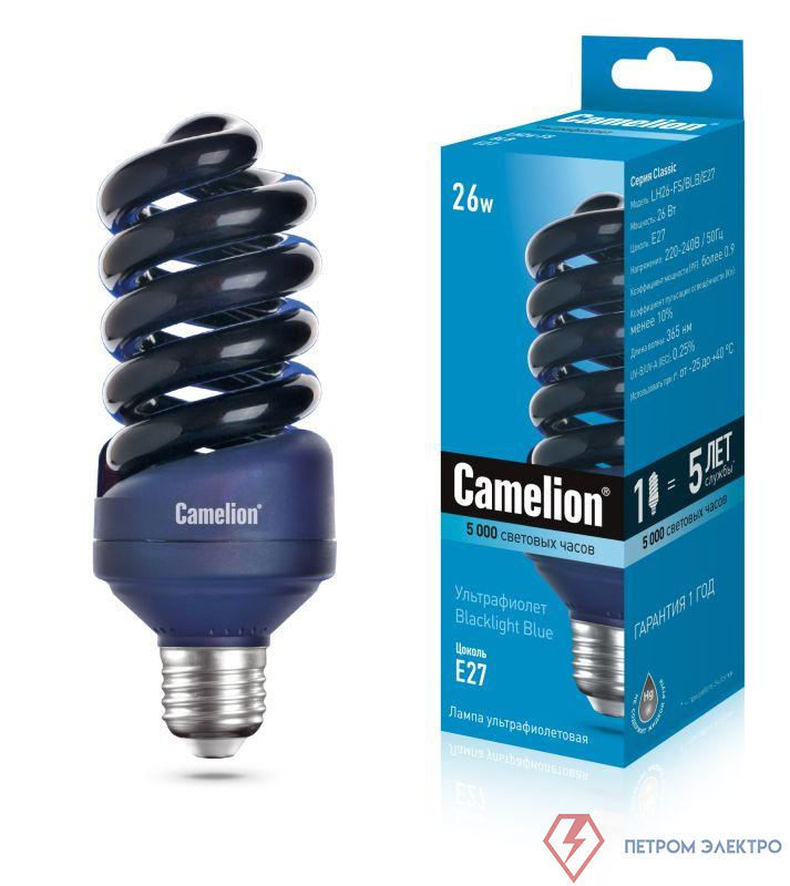 Лампа люминесцентная компакт. LH26 FS BLB 26Вт спиральная E27 220В УФ Camelion 11066