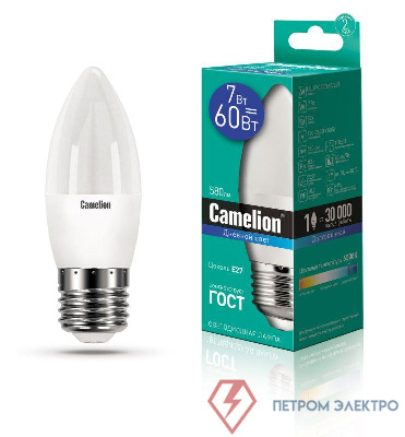 Лампа светодиодная LED7-C35/865/E27 7Вт 220В Camelion 12649