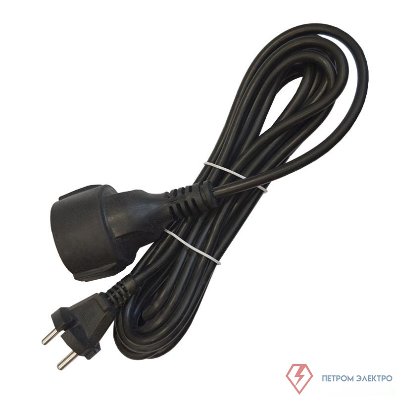 Удлинитель-шнур 1х5м без заземл. 10А IP20 ПВС 2х1 черн. DOMTOK 2340