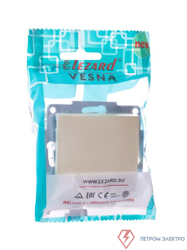 Выключатель 1-кл. 1п СП Vesna 10А IP20 с индикацией механизм крем. LEZARD 742-0388-111