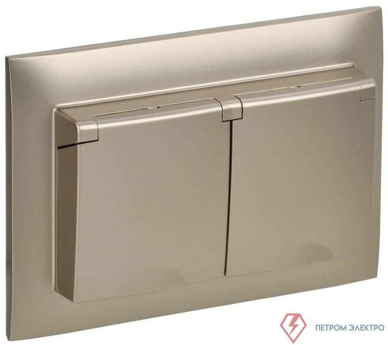 Розетка 2-м SKANDY 16А IP44 с крышкой в сборе SK-R12Sh шампань IEK SK-R26-16-44-K37-F