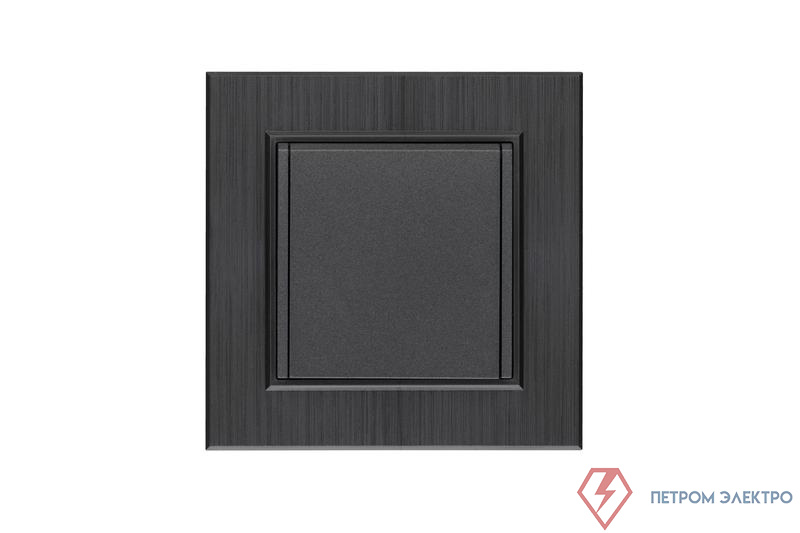 Розетка 1-м с крышкой Karea LINE STAR с заземл. дым. металлик Makel 86050029