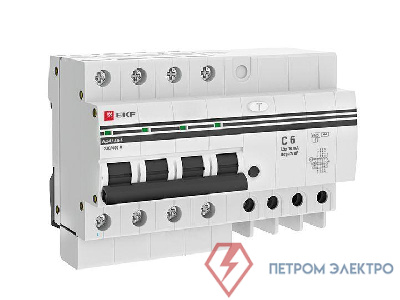 Выключатель автоматический дифференциального тока C 6А 10мА тип AC 4.5кА АД-4 (электрон.) защита 270В PROxima EKF DA4-06-10-pro