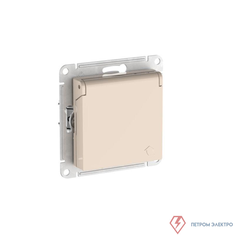 Розетка AtlasDesign 16А IP20 с заземл. защ. шторки с крышкой быстрозажим. клем. механизм беж. SE ATN000246S