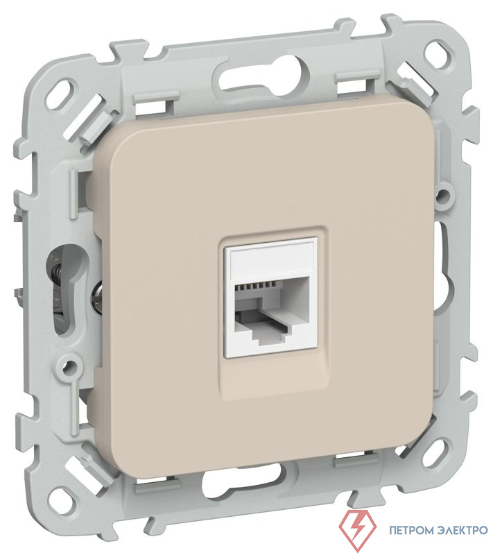 Розетка компьютерная СП FLITE РК5е-1-0-ФлЛ RJ45 кат.5E UTP механизм льняной IEK FI-K12-1-K88
