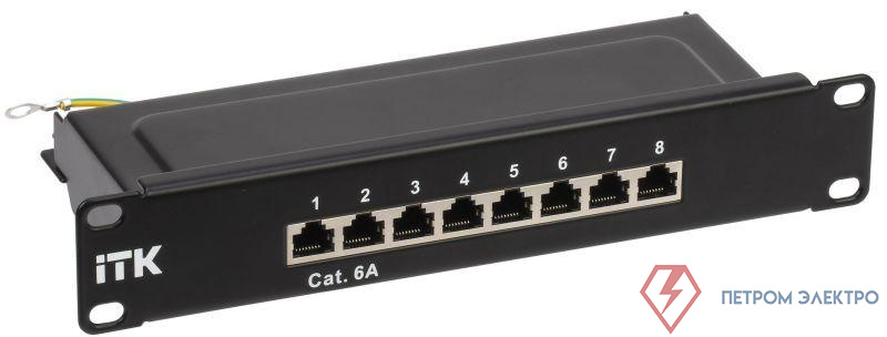 Патч-панель 1U кат.6A STP 8 портов 10" Dual IDC ITK PP08-1UC6AS-D05-10