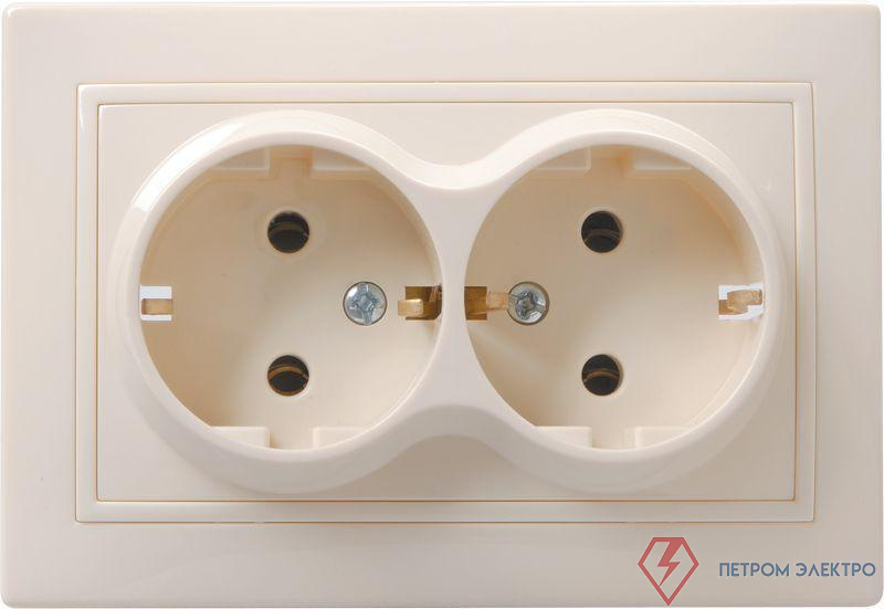 Розетка 2-м СП Кварта РС12-3-ККм 16А IP20 с заземл. без защ. шторок крем. GENERICA ERK24-K33-16-DM