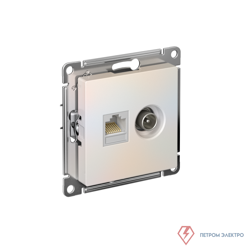 Розетка компьютерная + телевизионная 2-м СП AtlasDesign RJ45 кат.5E + TV механизм жемчуж. SE ATN000489
