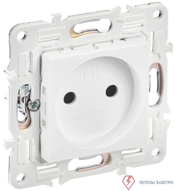 Розетка SKANDY 10А без заземл. без защ. шторок SK-R02W арктич. бел. IEK SK-R10-10-K01