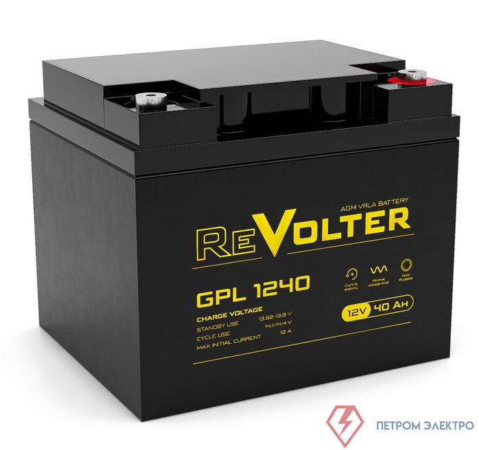 Аккумулятор 12В 40А.ч REVOLTER GPL 1240